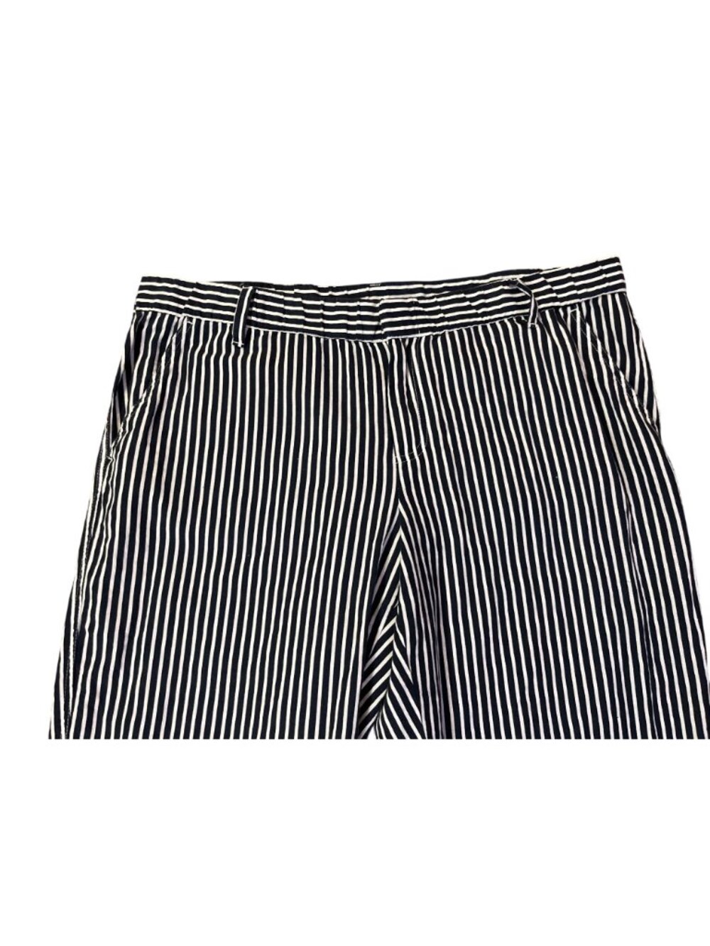 Liz Claiborne Cropped Pants Womens XL Navy White Stripe Linen Used - Picture 13 of 14